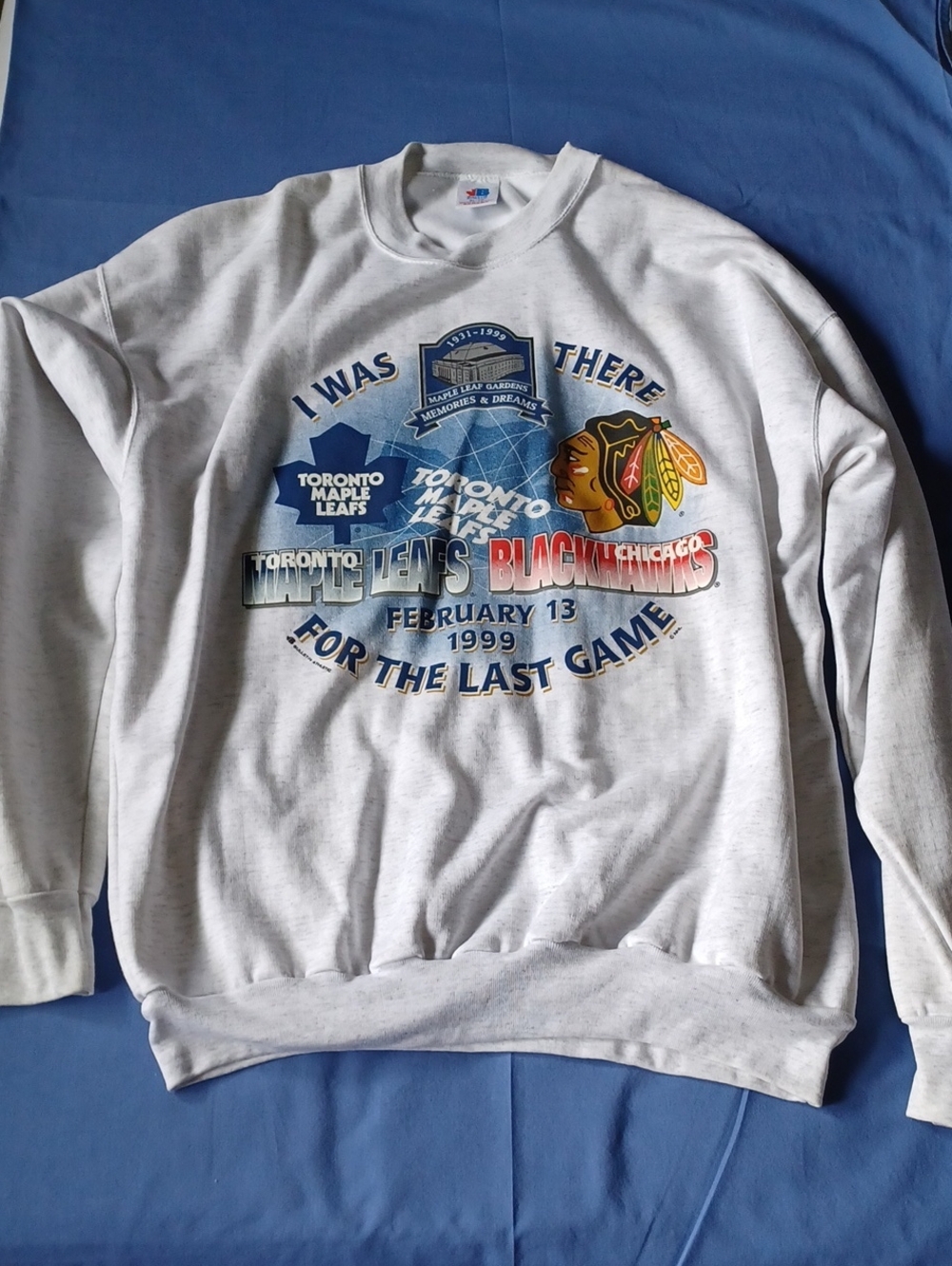 Toronto Maple Last Game In The Gardens Grey Crewneck Sweatshirt Size XL